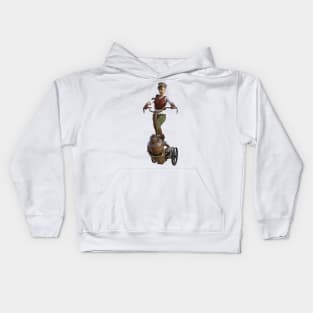 Steampunk girl on hooverboard Kids Hoodie